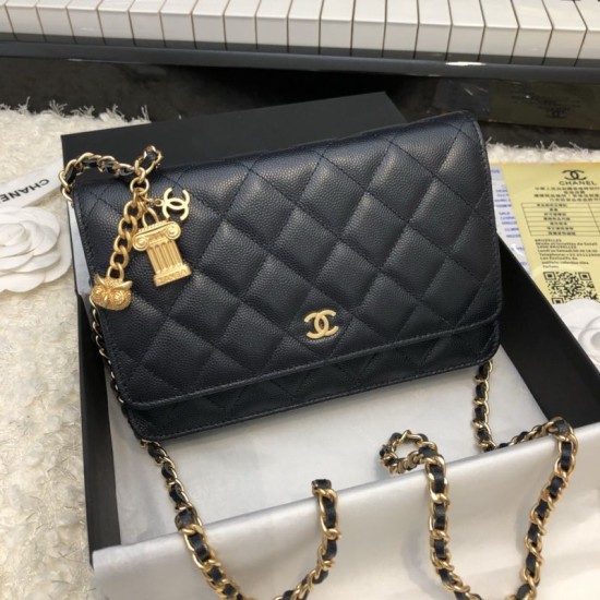 Replica Stitch Chain Grained Calfskin Woc Bag A33814 Black Fake Stitch Chain Grained Calfskin Woc Bag A33814 Black Replica