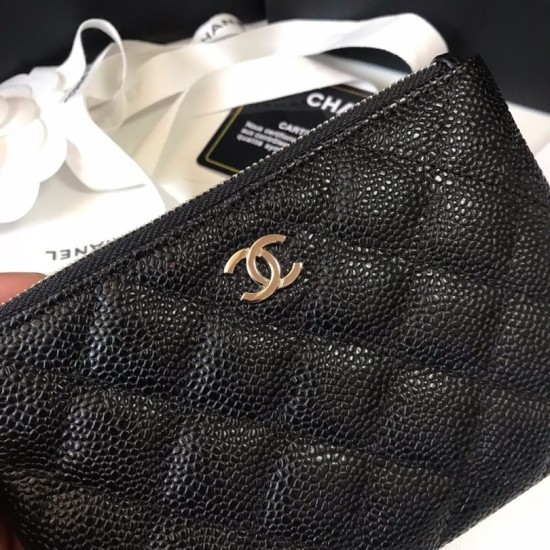Replica Coin Purse Grained Calfskin A50168 Black