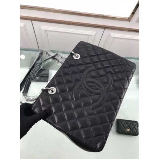 Fake GST Shopping Tote Bag Caviar Leather A50995 Black Replica Replica GST Shopping Tote Bag Caviar Leather A50995 Black