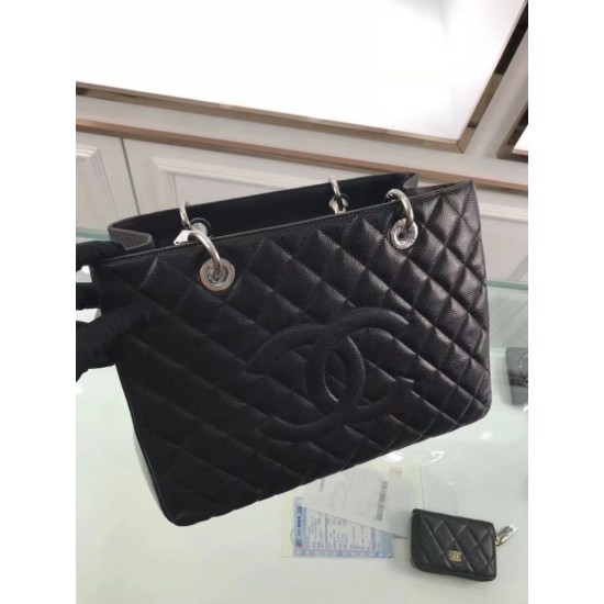 Fake GST Shopping Tote Bag Caviar Leather A50995 Black Replica Replica GST Shopping Tote Bag Caviar Leather A50995 Black