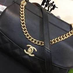 Fake Cowhide Flap Bag A57408 Black Replica