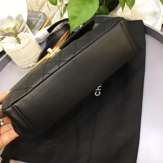 Fake Cowhide Flap Bag A57408 Black Replica