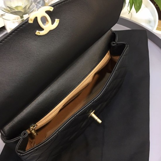 Fake Cowhide Flap Bag A57408 Black Replica