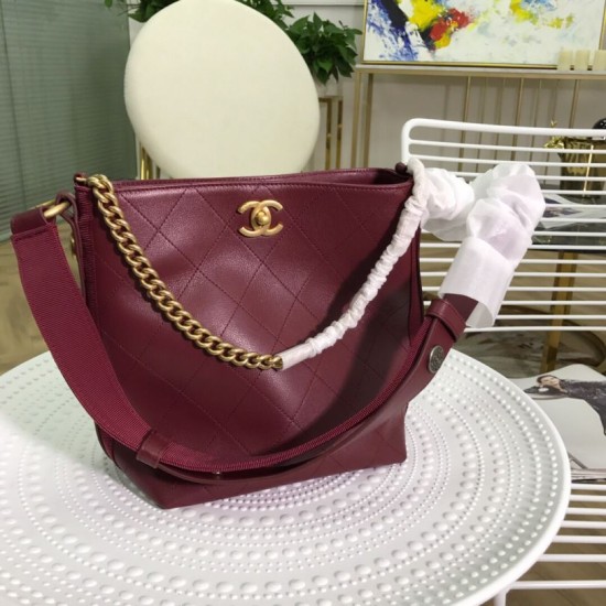Fake CC Bucket Shopping Hobo Bag A57573 Maroon Replica