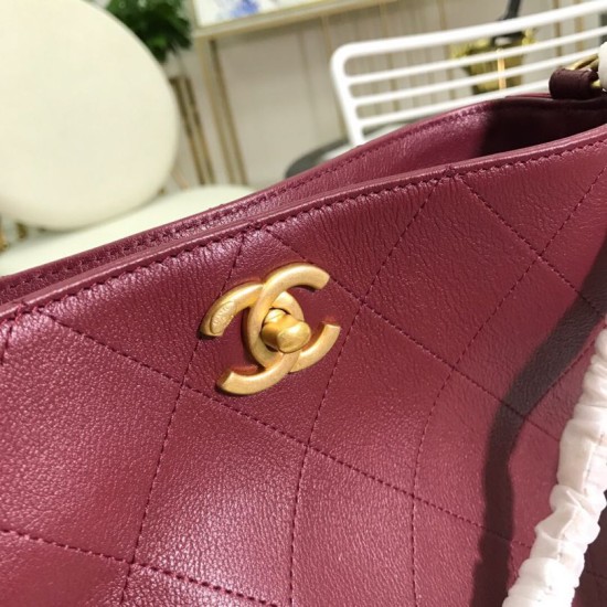Fake CC Bucket Shopping Hobo Bag A57573 Maroon Replica