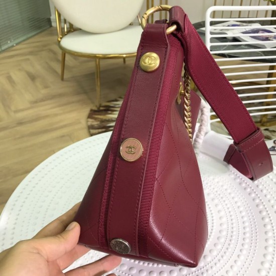 Fake CC Bucket Shopping Hobo Bag A57573 Maroon Replica