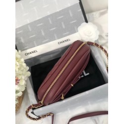 Replica Camera Case Calfskin &amp; Gold-Tone Metal A57659 Claret