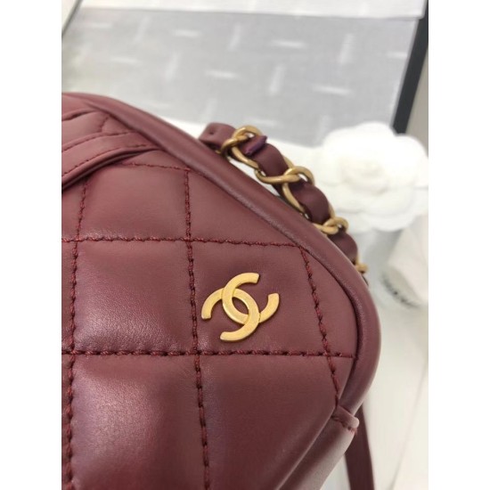 Replica Camera Case Calfskin &amp; Gold-Tone Metal A57659 Claret