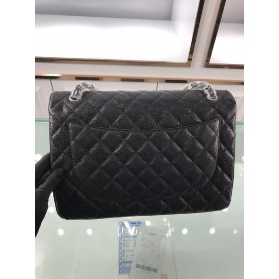 Fake Classic Jumbo Maxi Flap Bag A58601 Caviar Leather Black Replica Replica Classic Jumbo Maxi Flap Bag A58601 Caviar Leather Black