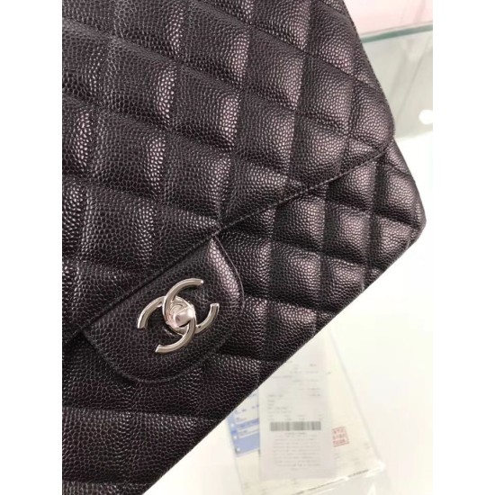 Fake Classic Jumbo Maxi Flap Bag A58601 Caviar Leather Black Replica Replica Classic Jumbo Maxi Flap Bag A58601 Caviar Leather Black
