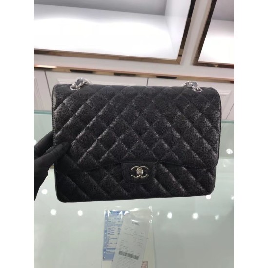Fake Classic Jumbo Maxi Flap Bag A58601 Caviar Leather Black Replica Replica Classic Jumbo Maxi Flap Bag A58601 Caviar Leather Black