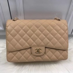 Replica Classic Jumbo Maxi Flap Bag A58601 Caviar Leather Apricot