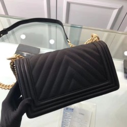Replica Chevron Boy Bag Caviar Leather A67086 Black
