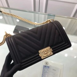 Replica Chevron Boy Bag Caviar Leather A67086 Black