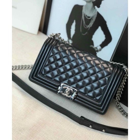 Replica Boy Classic Flap Bag A67086 Black Steel Hardware