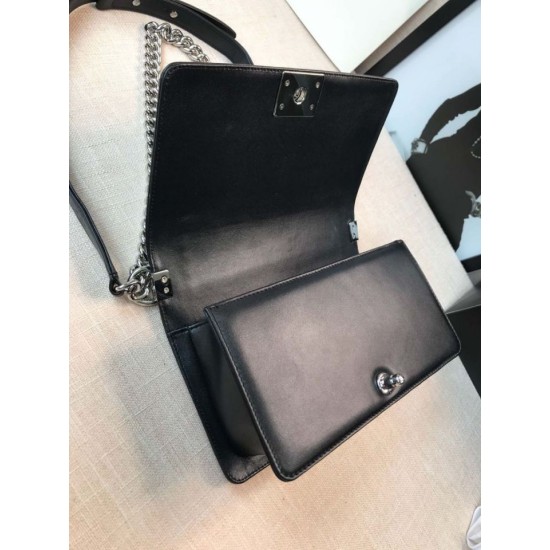 Replica Boy Classic Flap Bag A67086 Black Steel Hardware