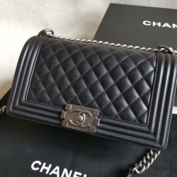 Replica Boy Classic Flap Bag A67086 Black Silver Hardware