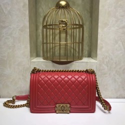 Replica Medium Boy Flap Handbag A67086 Red Boyish Chain