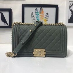 Replica Boy Chevron Embossed Calfskin Flap Bag A67086 Dark Green