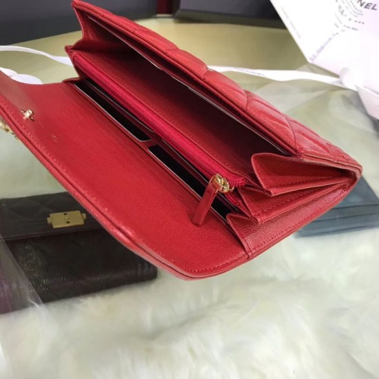 Replica Boy A80286 Caviar Leather Long Wallet Red