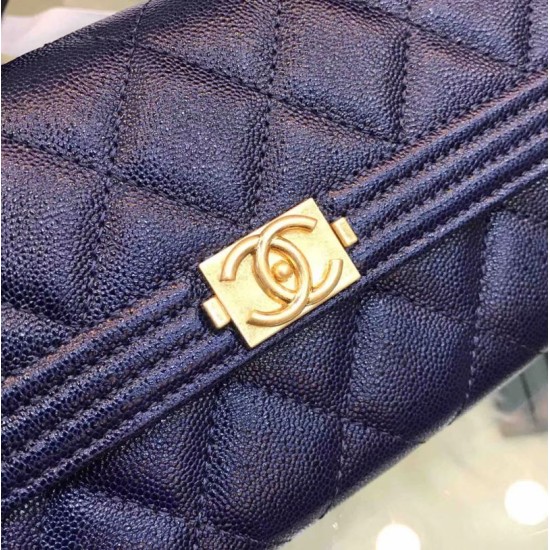 Replica Boy A80286 Caviar Leather Long Wallet Blue