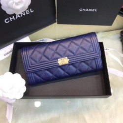 Replica Boy A80286 Caviar Leather Long Wallet Blue