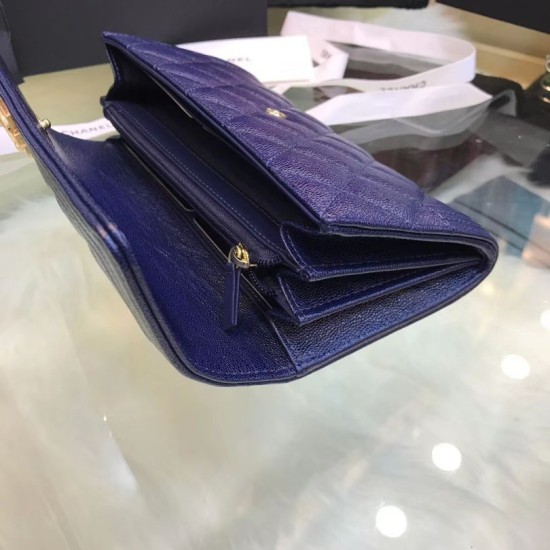 Replica Boy A80286 Caviar Leather Long Wallet Blue