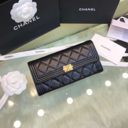 Replica Boy A80286 Caviar Leather Long Wallet Black