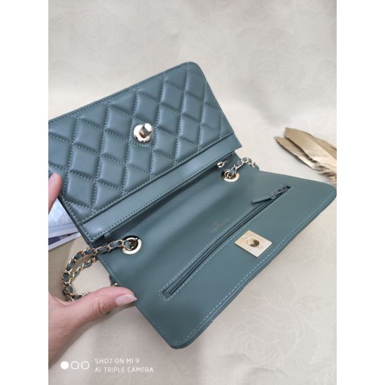 Fake Classic Lambskin Woc Bag A80972 Dark Green Replica