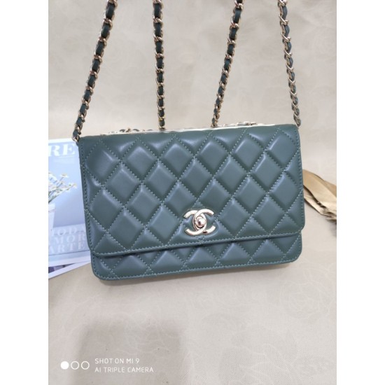 Fake Classic Lambskin Woc Bag A80972 Dark Green Replica