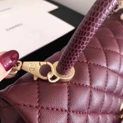 Fake Coco Top Handle Messenger Bag Caviar Leather A95168 Claret Replica
