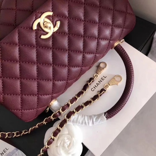 Replica Coco Top Handle Messenger Bag Caviar Leather A95168 Claret Fake Coco Top Handle Messenger Bag Caviar Leather A95168 Claret Replica