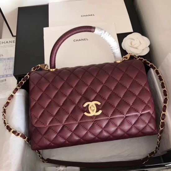 Replica Coco Top Handle Messenger Bag Caviar Leather A95168 Claret Fake Coco Top Handle Messenger Bag Caviar Leather A95168 Claret Replica