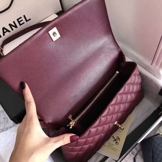 Replica Coco Top Handle Messenger Bag Caviar Leather A95168 Claret Fake Coco Top Handle Messenger Bag Caviar Leather A95168 Claret Replica