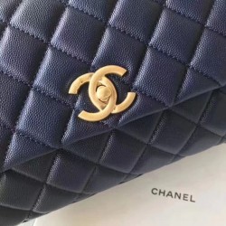 Fake Coco Top Handle Messenger Bag Caviar Leather A95168 Blue Replica Fake Coco Top Handle Messenger Bag Caviar Leather A95168 Blue Replica