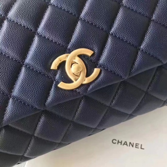 Fake Coco Top Handle Messenger Bag Caviar Leather A95168 Blue Replica Fake Coco Top Handle Messenger Bag Caviar Leather A95168 Blue Replica