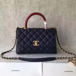 Fake Coco Top Handle Messenger Bag Caviar Leather A95168 Blue Replica