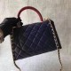 Fake Coco Top Handle Messenger Bag Caviar Leather A95168 Blue Replica Fake Coco Top Handle Messenger Bag Caviar Leather A95168 Blue Replica