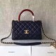 Fake Coco Top Handle Messenger Bag Caviar Leather A95168 Blue Replica Fake Coco Top Handle Messenger Bag Caviar Leather A95168 Blue Replica