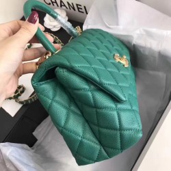 Replica Coco Top Handle Messenger Bag Caviar Leather A95168 Green
