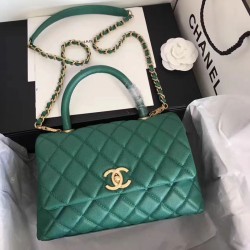 Replica Coco Top Handle Messenger Bag Caviar Leather A95168 Green