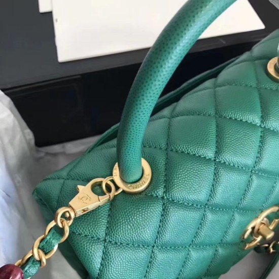 Replica Coco Top Handle Messenger Bag Caviar Leather A95168 Green Replica Coco Top Handle Messenger Bag Caviar Leather A95168 Green