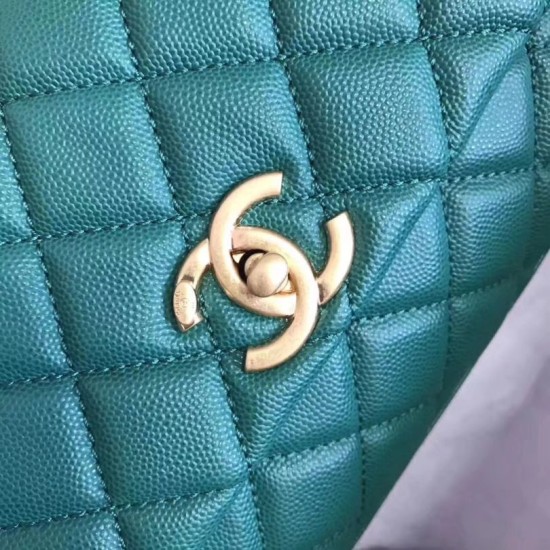 Replica Coco Top Handle Messenger Bag Caviar Leather A95168 Green Replica Coco Top Handle Messenger Bag Caviar Leather A95168 Green