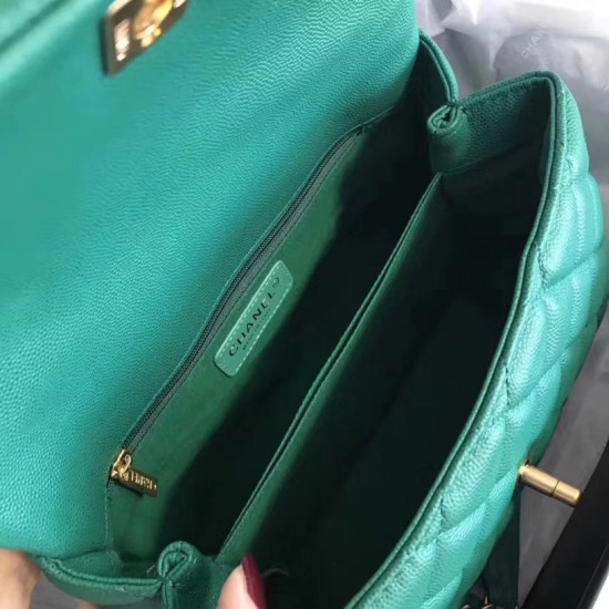Replica Coco Top Handle Messenger Bag Caviar Leather A95168 Green Replica Coco Top Handle Messenger Bag Caviar Leather A95168 Green