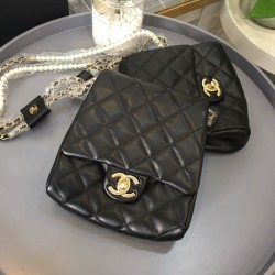 Fake Side Pack Bag With Pearls AS0614 Black Replica
