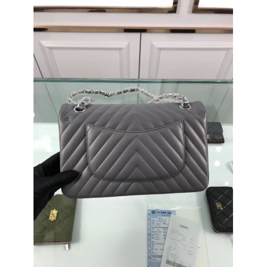 Fake Chevron Jumbo Flap Bag A01112 Gray Replica