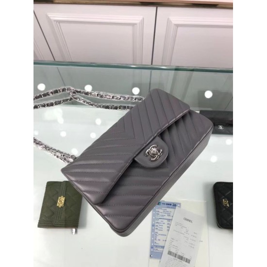 Fake Chevron Jumbo Flap Bag A01112 Gray Replica
