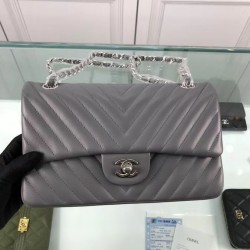 Fake Chevron Jumbo Flap Bag A01112 Gray Replica