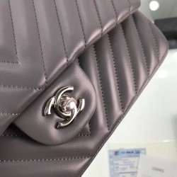 Fake Chevron Jumbo Flap Bag A01112 Gray Replica