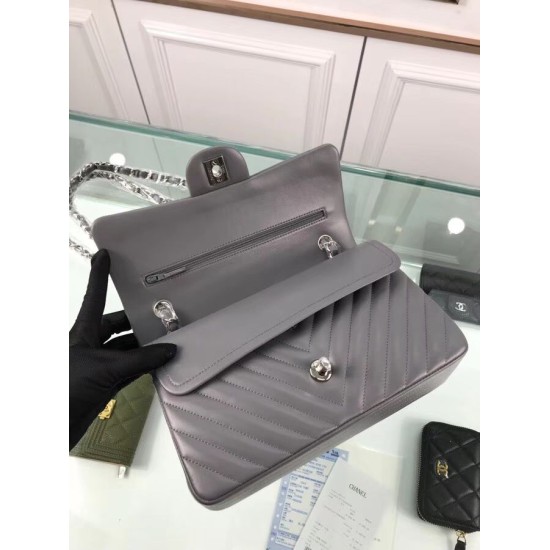 Fake Chevron Jumbo Flap Bag A01112 Gray Replica